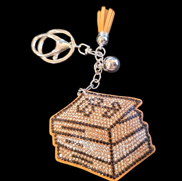 Sparkly Book Stack Rhinestone Keychain – Bling Bag Charm - Picture 1 of 3
